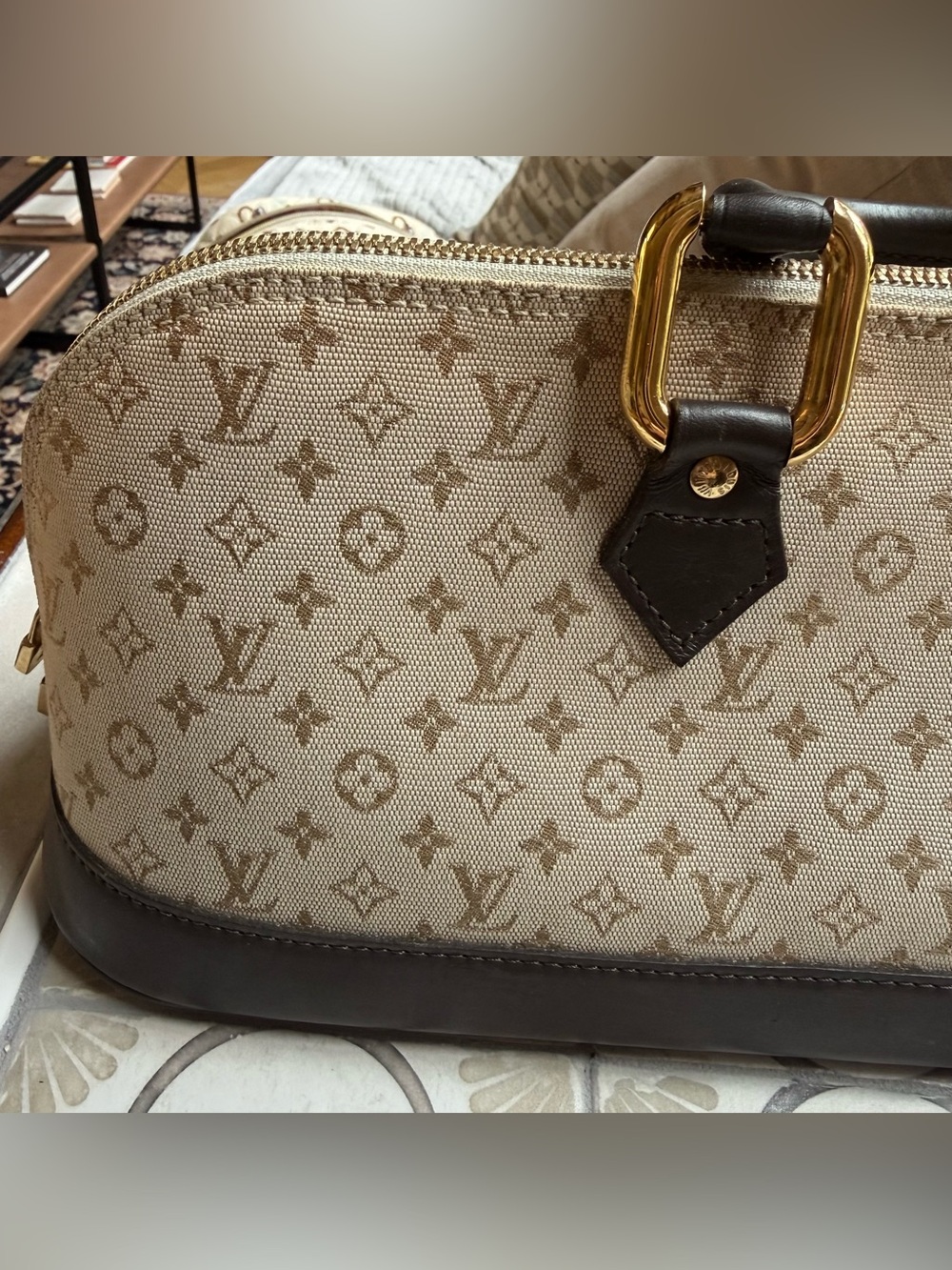 Louis Vuitton Beige Monogram Canvas and Brown Leather Satchel - Picture 11 of 16